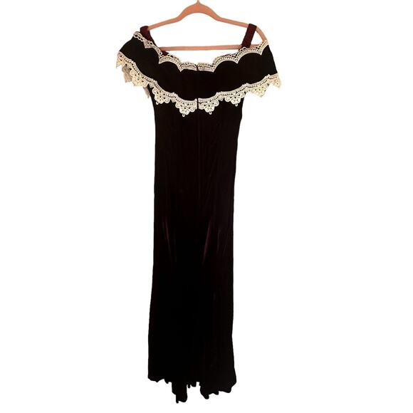 Vintage Jessica McClintock Maroon Velvet Bridesmaid Prom Homecoming Formal Gown - Picture 4 of 14